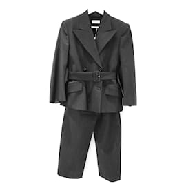 Dries Van Noten-Dries Van Noten AW19 Pinstripe Loose Fit Pant Suit-Grey