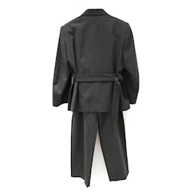 Dries Van Noten-Dries Van Noten AW19 Pinstripe Loose Fit Pant Suit-Grey