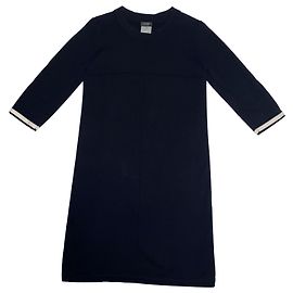 Vestido Uniforme Chanel Azul Marino Algodón Lana M Azul marino