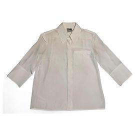 Chanel Uniform Shirt White Polyester 3/4 Sleeves White