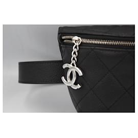 Chanel-Sac ceinture noir , en cuir grainé , PARFAIT ÉTAT-Noir