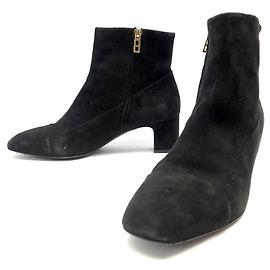 Hermès CHAUSSURES HERMES BOTTINES A TALONS 40 DAIM NOIR + BOITE BLACK DEER BOOTS Noir