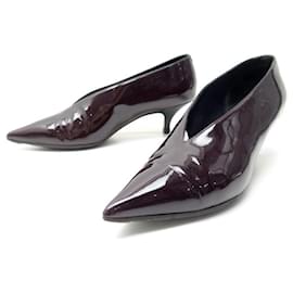 Céline-Celine shoes 34 PATENT LEATHER PUMPS BURGUNDY LEATHER PUMP SHOES-Dark red