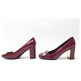 Louis Vuitton-NEW LOUIS VUITTON SHOES  36 PUMPS IN GOLD PLATE & PATENT LEATHER SHOES-Dark red