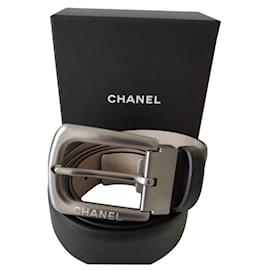 Chanel-MEN'S BELT IN BLACK calf leather /WAIST 95/ NEVER SERVED-Black