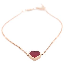 NEUF BRACELET CHOPARD MY HAPPY HEARTS 85A086 EN OR ROSE 18K & CORNALINE Doré