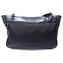 Céline-CELINE BAG BAG IN CANVAS & BLACK LEATHER CROSSBODY BAG-Black