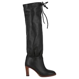 Gucci-Leather Mid-Heel Boot-Black