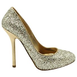 miu miu 120 Salones Glitter en Piel Plateada Plata Metálico