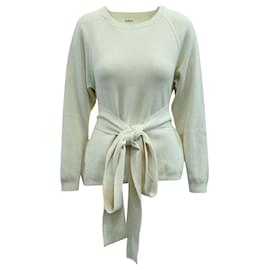 Ba&sh Hanna Pullover mit Bindedetail aus weißer Baumwolle Weiß Roh