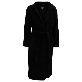 Ganni Boucle Long Coat in Black Wool Blend Black