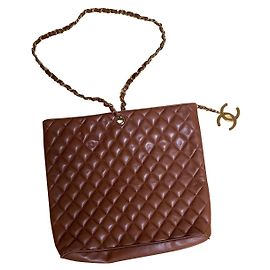 Chanel Leder Tote Bag Hellbraun Hellbraun