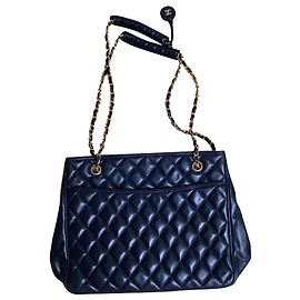 Chanel Navy Blue Leather Handbag Navy blue