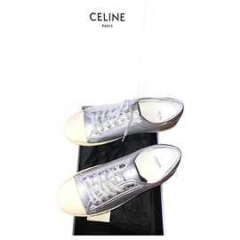 Céline Mixed Model Leather Sneakers Silver Silver hardware