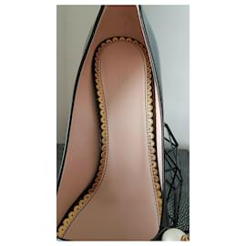 Gucci-Zapatos Mary Jane GUCCI Vernice Pearl Arielle-Negro,Dorado