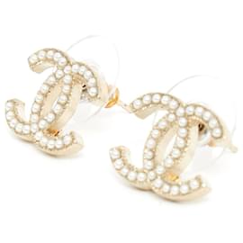 Chanel-cc m perlas regulares doradas-Dorado