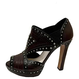 Prada-Prada studded high heels with cut outs-Brown,Black,Chocolate