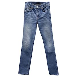 Balenciaga-Jeans Balenciaga slim fit con orlo consumato in denim di cotone blu-Blu