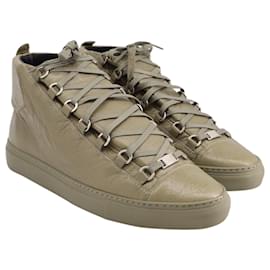 Balenciaga-Balenciaga Arena High-Top Sneakers in Green Lambskin Leather-Green