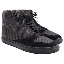 Balenciaga-Balenciaga Cotes High Top Sneakers en Cuero Negro-Negro