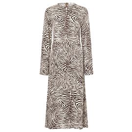 Samsoe & Samsoe Rami Rayon Midikleid mit Zebradruck Größe S 36 Braun Roh Bronze