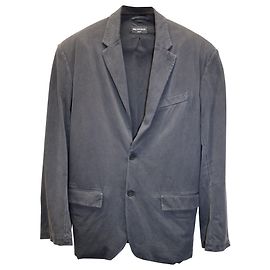 Balenciaga Washed Oversized Blazer in Grey Cotton Black