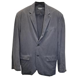 Balenciaga-Balenciaga Washed Oversized Blazer in Grey Cotton-Black