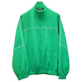 Balenciaga-Balenciaga Oversized Piped Fleece Track Jacket in Green Polyester-Green