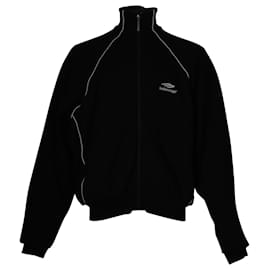 Balenciaga-Balenciaga 3Giacca da tuta B Logo Sports Icon in cotone nero-Nero