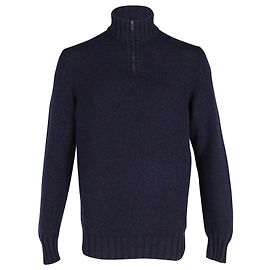 Loro Piana Grafton Half-Zip Turtleneck Sweater in Navy Blue Cashmere Blue Navy blue