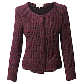 Iro-IRO Fringed Tweed Evening Jacket in Burgundy Wool-Dark red