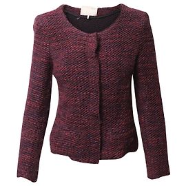 IRO Tweed-Abendjacke mit Fransen aus bordeauxroter Wolle Rot Bordeaux