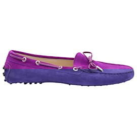Tod's-Tod's Gommino Driving Shoes in Purple Suede-Purple