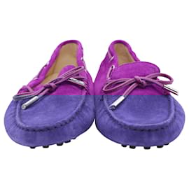 Tod's-Tod's Gommino Driving Shoes in Purple Suede-Purple