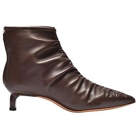 Rejina Pyo Botines en Piel Marrón Oscuro Castaño