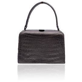 Nancy Gonzalez Bolsa pequena caixa de couro cinza metalizada bolsa bolsa Cinza