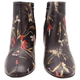 Balenciaga-Balenciaga Floral Ankle Boots in Black Leather-Black
