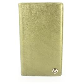 Chanel-Metallic Green calf leather Long Bifold Wallet-Other