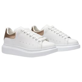 Alexander Mcqueen-Oversize Sneakers in White and Rose Gold Leather-Multiple colors