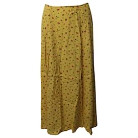 Reformation-Reformation Floral Flowy Midi Skirt in Yellow Viscose-Yellow