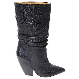 Iro Metallic Elektro Metallic Leather Ankle Boots in Black Leather Black