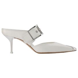 Alexander Mcqueen Boxcar-Pumps aus elfenbeinfarbenem und silbernem Leder Andere Python drucken