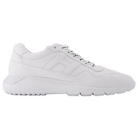 Hogan Interactive3 Allacciato Pelle Sneakers in White Leather White