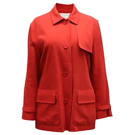 Saint Laurent-Yves Saint Laurent Vintage Peacoat Jacket in Red Wool-Red