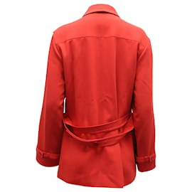 Saint Laurent-Yves Saint Laurent Vintage Peacoat Jacket in Red Wool-Red