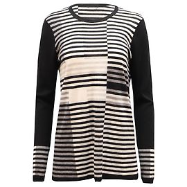 Pull Vince Intarsia Stripe en Laine Noire Noir