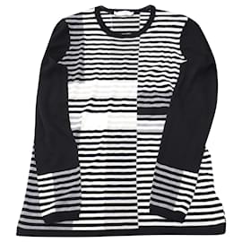 Vince-Vince Intarsia Stripe Sweater in Black Wool-Other