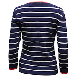 Autre Marque-Lauren Ralph Lauren Stripe Ribbed Sweater in Navy Blue Cotton-Navy blue