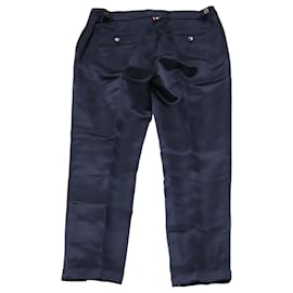 Thom Browne-Thom Browne Cropped Trousers in Navy Blue Viscose-Blue,Navy blue