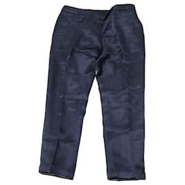 Thom Browne-Pantaloni Cropped Thom Browne in viscosa blu navy-Blu,Blu navy